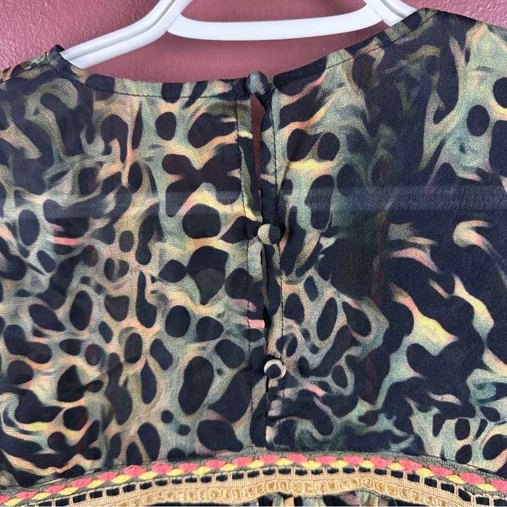 Anthropologie Bl-nk London Joelle and Leopard Peasant Blouse Size Small - Picture 5 of 10
